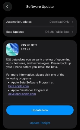 苹果发布首个iOS 26公测版