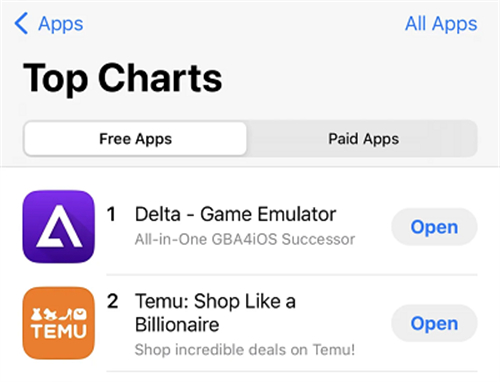 Delta游戏模拟器已迅速升至App Store第一名